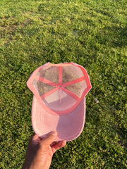 Bubble Gum Pink suede Trucker Hat