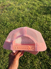 Bubble Gum Pink suede Trucker Hat